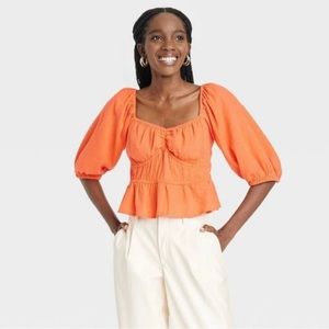 A New Day Puff Sleeve Linen Shirt